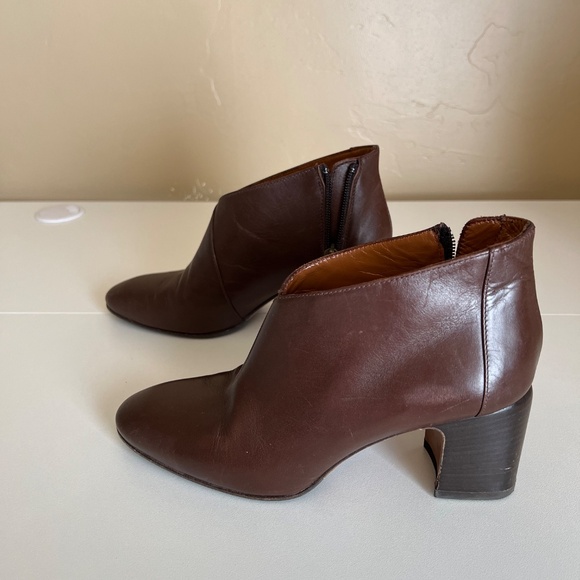 Aquatalia Shoes - Aquatalia Elodina Brown Heeled Leather Ankle Booties Boot
